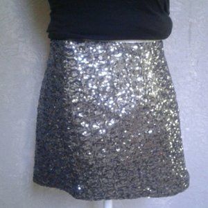 CLOSING SALE Silver Sequin Party Mini Skirt